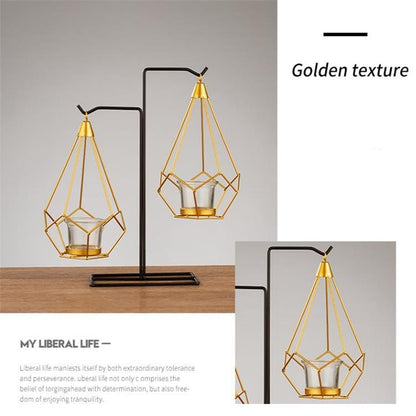 ELECTROPRIME Minimalist Wrought Iron Scented Candle Holder Romantic Candlelight Dinner Home Wedding Props Ornaments, Style:XY2005