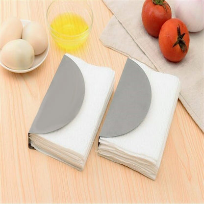 ELECTROPRIME 2 PCS Stainless Steel Western Fan-shaped Napkin Seat Napkin Holder Paper Towel Clip, Specification:Flat