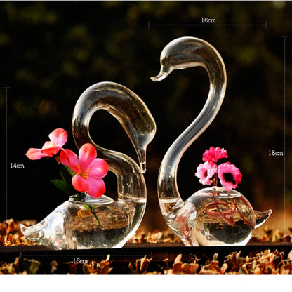 ELECTROPRIME Swan Flower Vases Home Decoration Flower Pots Planters Wedding Decoration Vasos Party Gifts  Glass Crafts, Shape:Male Swan