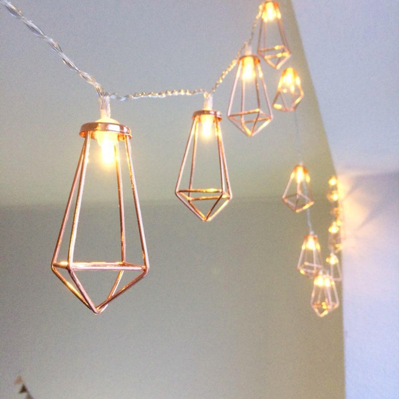 ELECTROPRIME 1.5m 10 LEDs Retro Iron Metal Diamond Home Decoration LED Fairy String Light