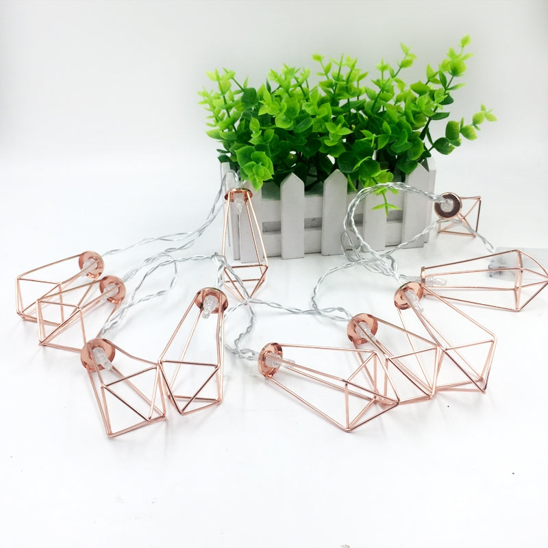 ELECTROPRIME 1.5m 10 LEDs Retro Iron Metal Diamond Home Decoration LED Fairy String Light