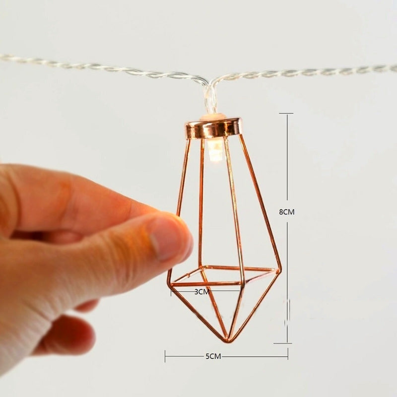 ELECTROPRIME 1.5m 10 LEDs Retro Iron Metal Diamond Home Decoration LED Fairy String Light