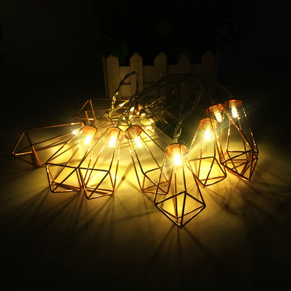 ELECTROPRIME 1.5m 10 LEDs Retro Iron Metal Diamond Home Decoration LED Fairy String Light