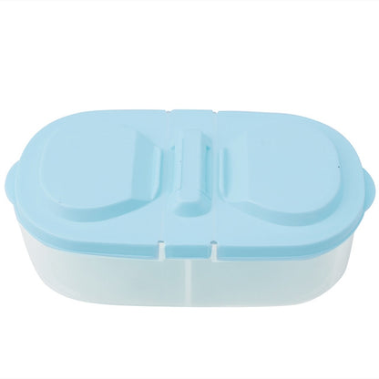 ELECTROPRIME Fresh Fruit Snacks Storage Double Cell Clamshell Crisper Plastic Food Box(Blue)