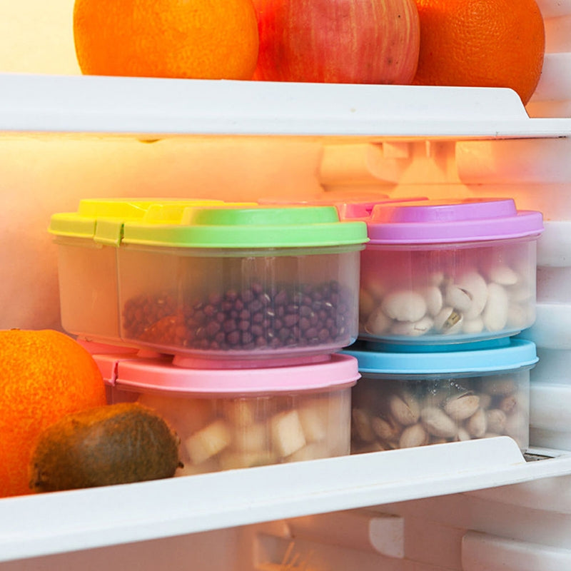 ELECTROPRIME Fresh Fruit Snacks Storage Double Cell Clamshell Crisper Plastic Food Box(Blue)