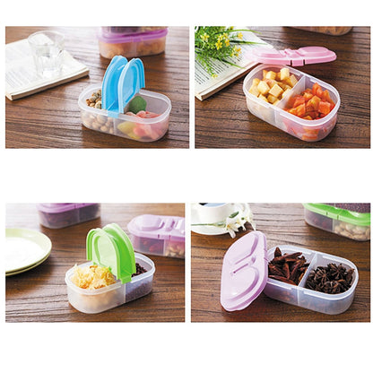 ELECTROPRIME Fresh Fruit Snacks Storage Double Cell Clamshell Crisper Plastic Food Box(Blue)