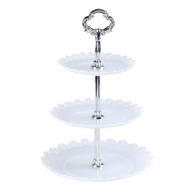 ELECTROPRIME Party Birthday Three-layer Fruit Plate Cake Stand Dessert Storage Rack(Clear)