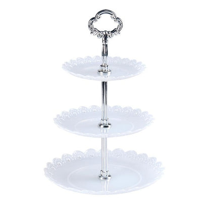 ELECTROPRIME Party Birthday Three-layer Fruit Plate Cake Stand Dessert Storage Rack(Clear)