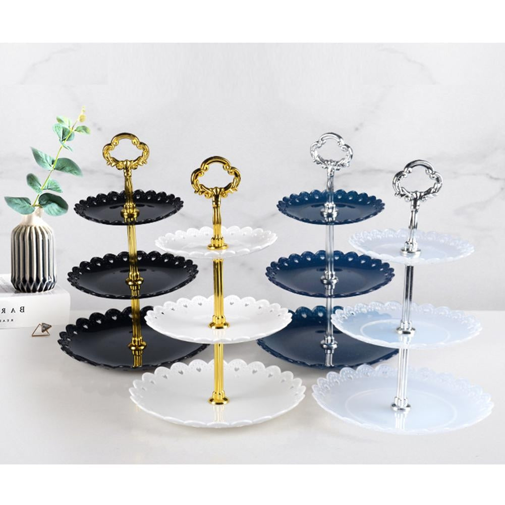 ELECTROPRIME Party Birthday Three-layer Fruit Plate Cake Stand Dessert Storage Rack(Clear)