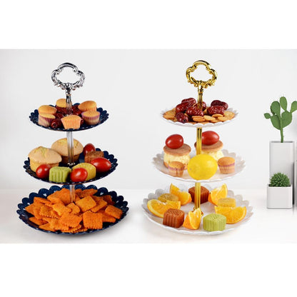 ELECTROPRIME Party Birthday Three-layer Fruit Plate Cake Stand Dessert Storage Rack(Clear)