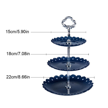ELECTROPRIME Party Birthday Three-layer Fruit Plate Cake Stand Dessert Storage Rack(Clear)