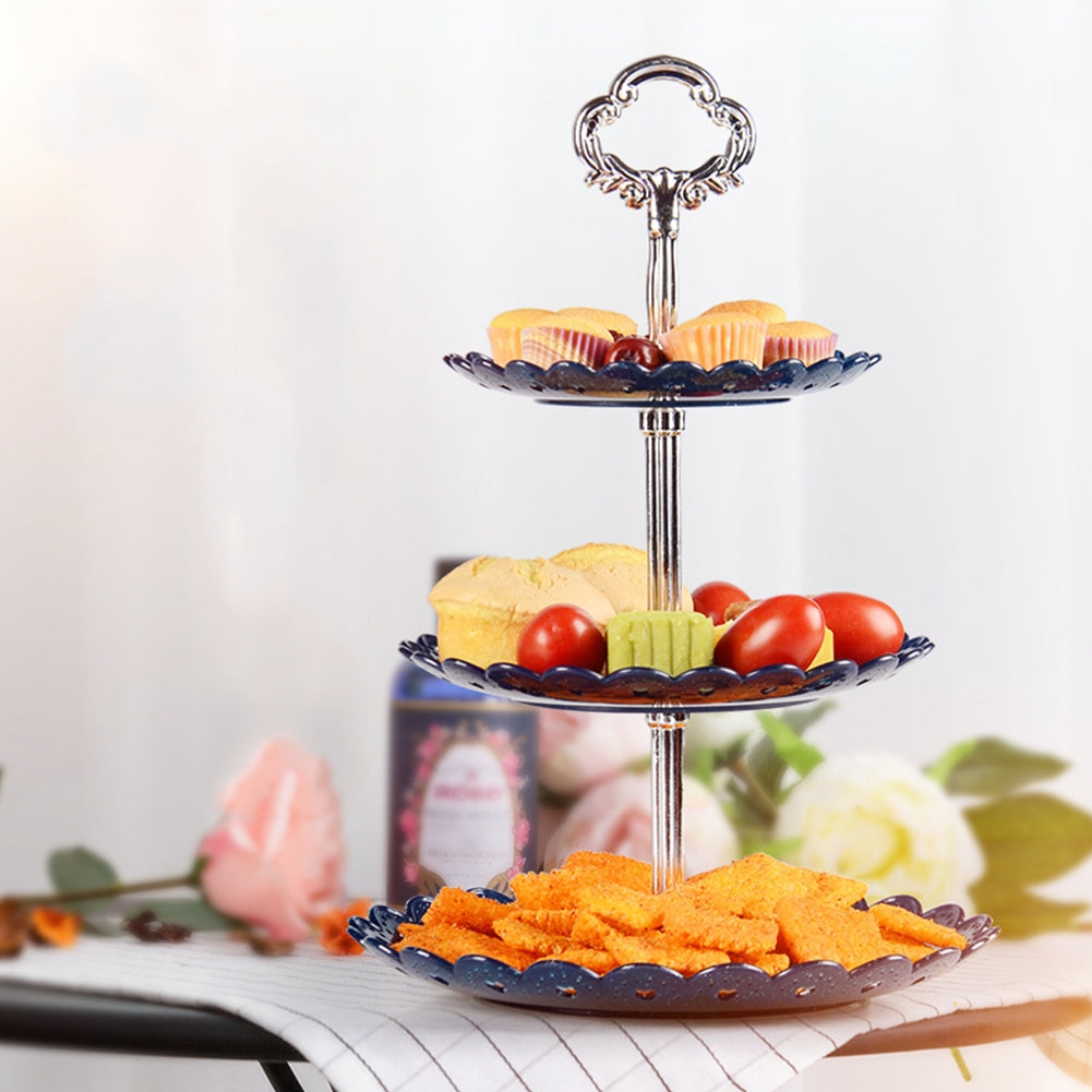 ELECTROPRIME Party Birthday Three-layer Fruit Plate Cake Stand Dessert Storage Rack(Clear)