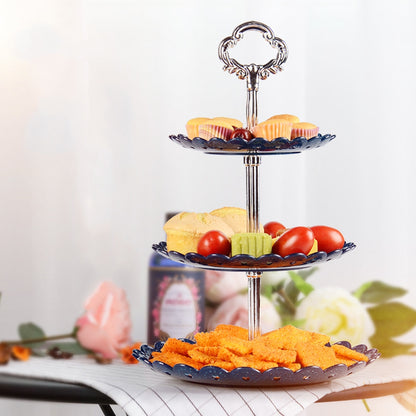 ELECTROPRIME Party Birthday Three-layer Fruit Plate Cake Stand Dessert Storage Rack(Clear)