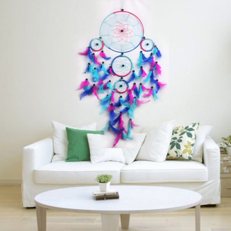 ELECTROPRIME Creative Hand-Woven Crafts Dream Catcher Home Car Wall Hanging Decoration(Colorful Blue)