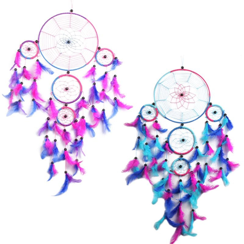 ELECTROPRIME Creative Hand-Woven Crafts Dream Catcher Home Car Wall Hanging Decoration(Colorful Blue)