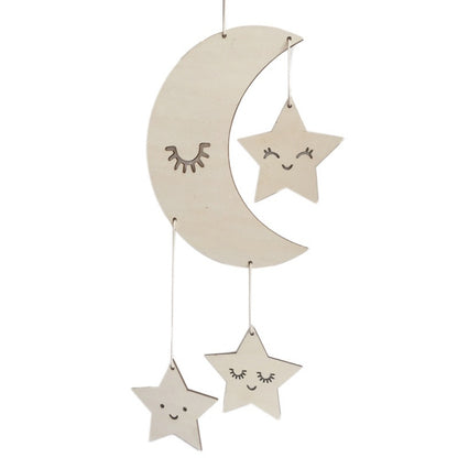 ELECTROPRIME Baby Room Kindergarten Star Moon Wooden Decoration, Type:Special Board(Moon)