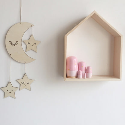 ELECTROPRIME Baby Room Kindergarten Star Moon Wooden Decoration, Type:Special Board(Moon)