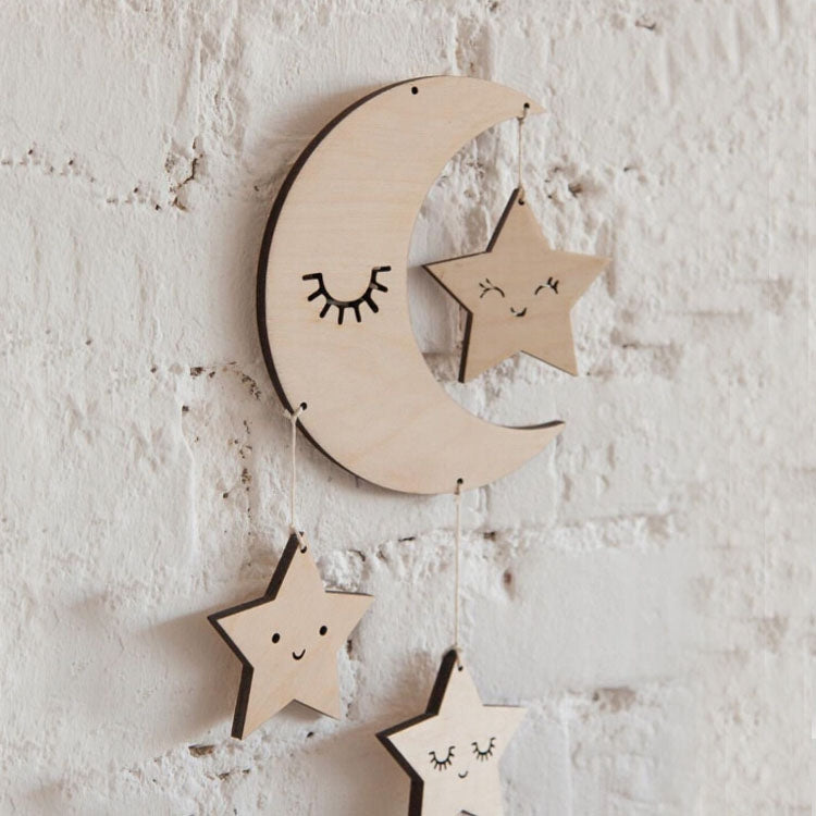 ELECTROPRIME Baby Room Kindergarten Star Moon Wooden Decoration, Type:Special Board(Moon)