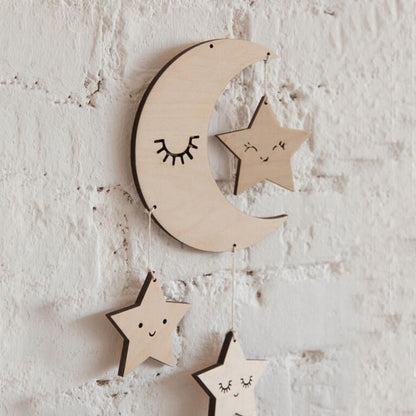 ELECTROPRIME Baby Room Kindergarten Star Moon Wooden Decoration, Type:Special Board(Moon)