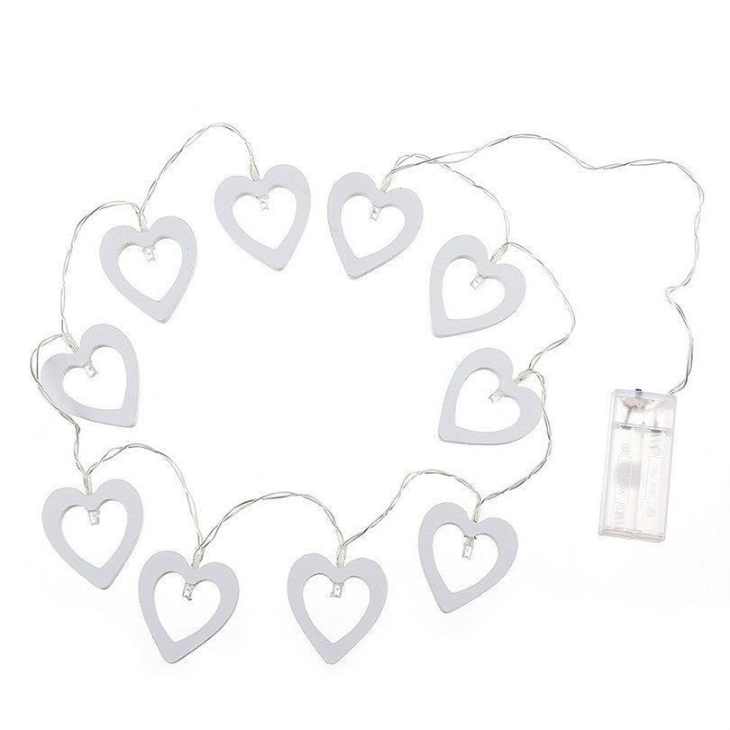 ELECTROPRIME 1.2m 10 LEDs Wooden Heart Christmas Party Outdoor Indoor Heart Decoration String Light