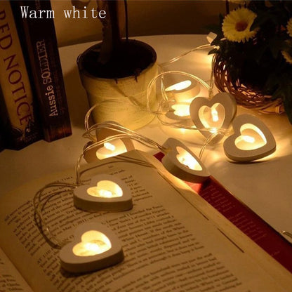 ELECTROPRIME 1.2m 10 LEDs Wooden Heart Christmas Party Outdoor Indoor Heart Decoration String Light