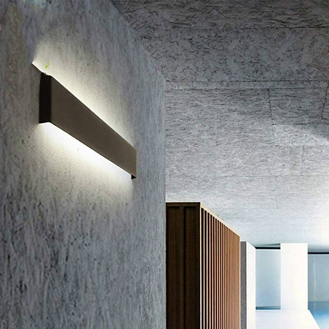 ELECTROPRIME Modern Minimalist Living room Hallway Stairs Sconce LED Wall Lamp Creative Decoration Lighting, Lampshade Color:Black-30cm 12W(White Light)