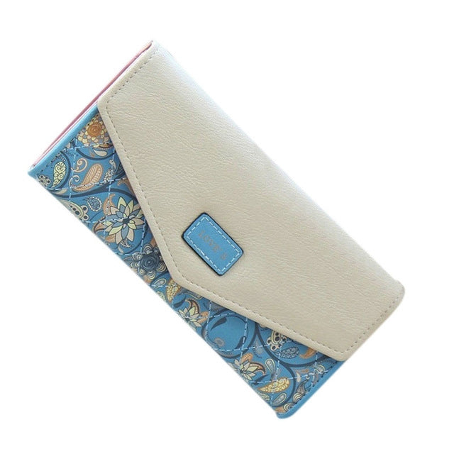 ELECTROPRIME Fashion Ladies Leather Clutch Bag Purse Long Cartoon Wallet Coin Purse(Light Blue)