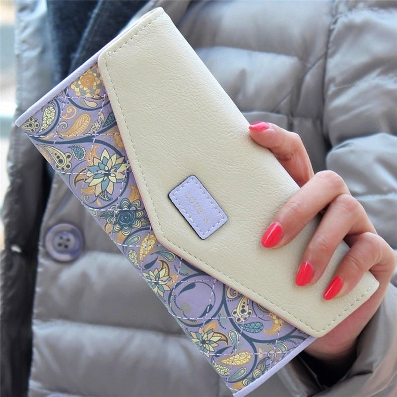 ELECTROPRIME Fashion Ladies Leather Clutch Bag Purse Long Cartoon Wallet Coin Purse(Light Blue)