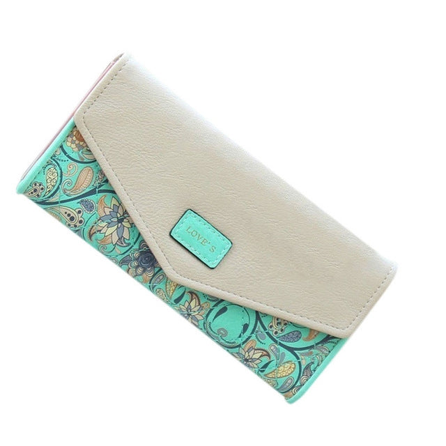 ELECTROPRIME Fashion Ladies Leather Clutch Bag Purse Long Cartoon Wallet Coin Purse(Light Green)