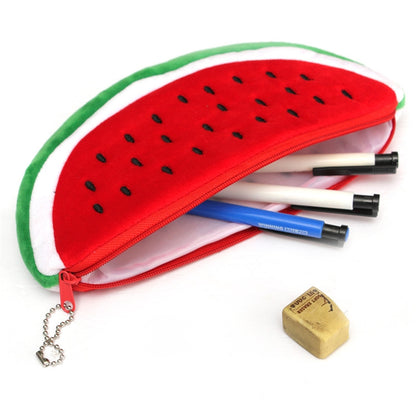 ELECTROPRIME Cute Watermelon Shape Plush Pencil Bag(Red)