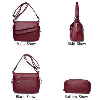ELECTROPRIME Summer Leather Luxury Handbags Female Shoulder Messenger Bag(Red)