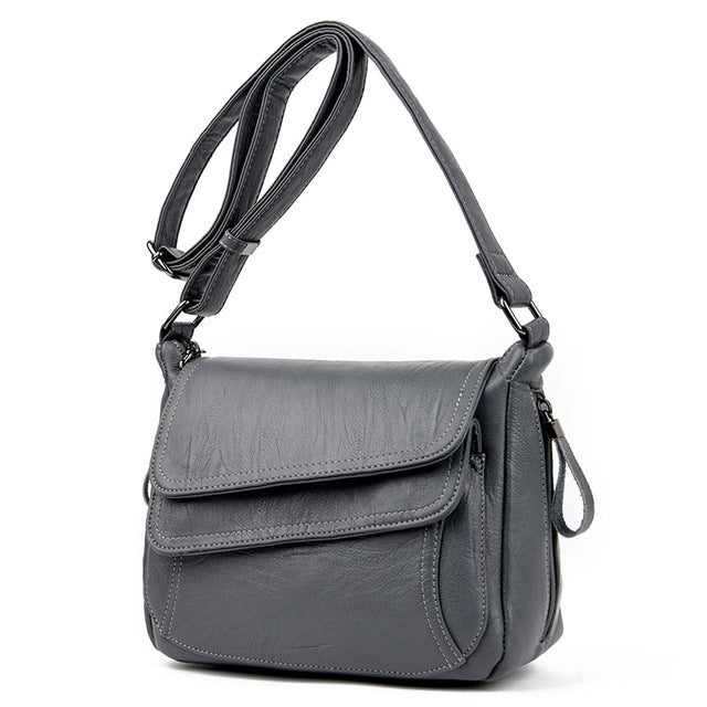 ELECTROPRIME Summer Leather Luxury Handbags Female Shoulder Messenger Bag(Gray)