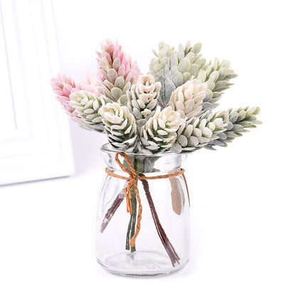 ELECTROPRIME 2 Bunches Artificial Flowers Plant Pine Cone Bouquet for Wedding Christmas Decoration(Red)