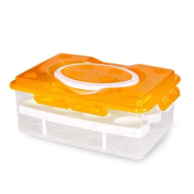 ELECTROPRIME Portable 2 Layers 24 Slots PP Plastic Egg Holder Storage Case Box(Orange)