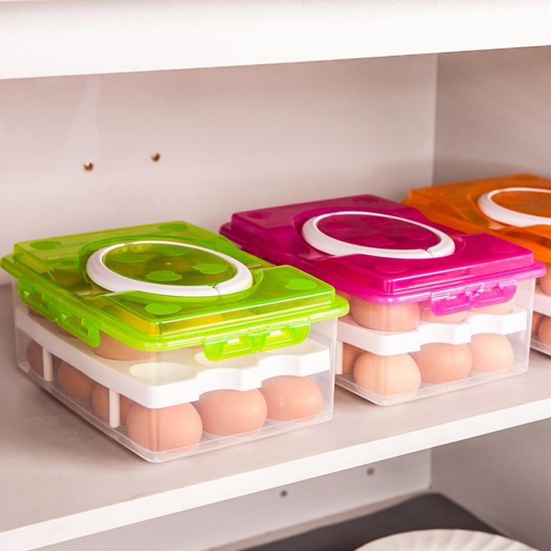 ELECTROPRIME Portable 2 Layers 24 Slots PP Plastic Egg Holder Storage Case Box(Orange)