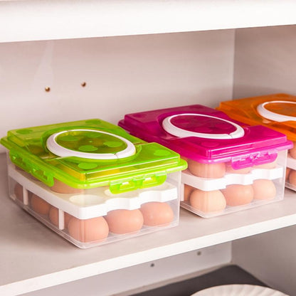 ELECTROPRIME Portable 2 Layers 24 Slots PP Plastic Egg Holder Storage Case Box(Orange)