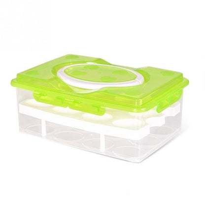 ELECTROPRIME Portable 2 Layers 24 Slots PP Plastic Egg Holder Storage Case Box(Green)