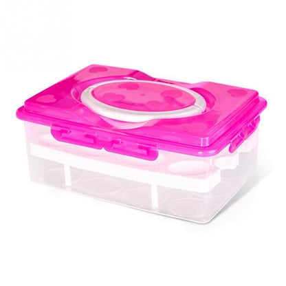 ELECTROPRIME Portable 2 Layers 24 Slots PP Plastic Egg Holder Storage Case Box(Rose Red)