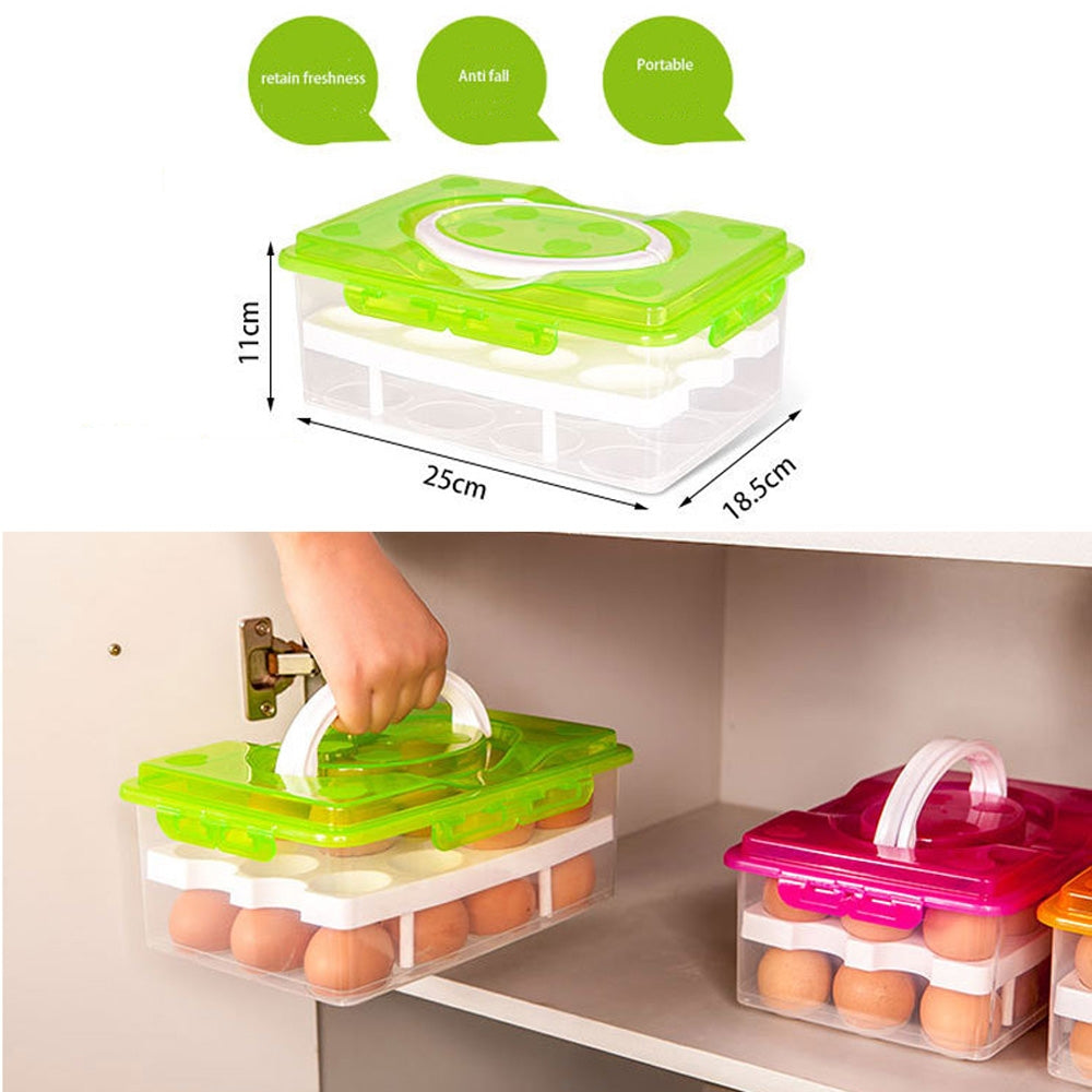 ELECTROPRIME Portable 2 Layers 24 Slots PP Plastic Egg Holder Storage Case Box(Rose Red)