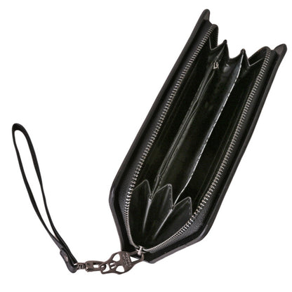 ELECTROPRIME Women Metal Skull Wallet Card Leather Wristlet Handbags