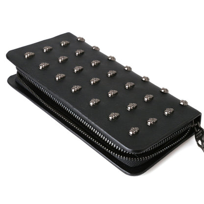 ELECTROPRIME Women Metal Skull Wallet Card Leather Wristlet Handbags