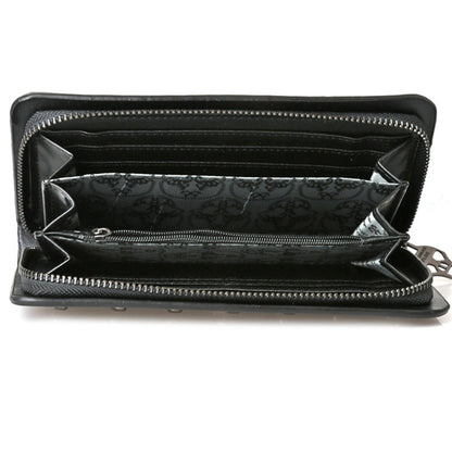 ELECTROPRIME Women Metal Skull Wallet Card Leather Wristlet Handbags