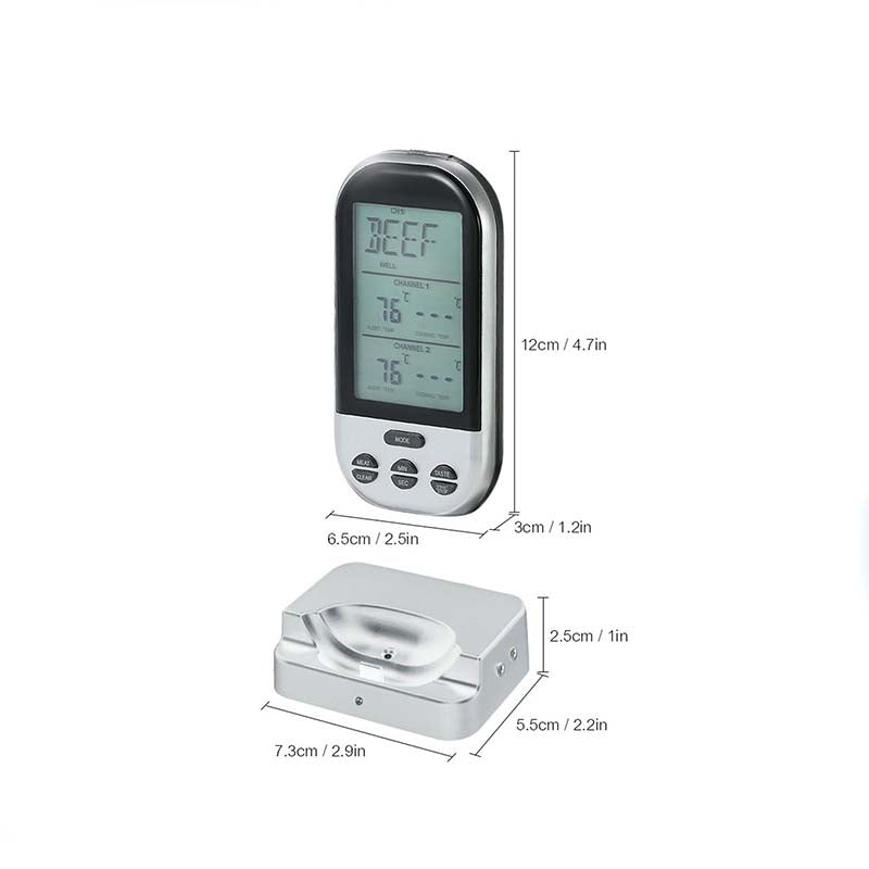 ELECTROPRIME Double Probes Wireless Digital Kitchen Thermometer LCD Display Temperature Timer Alarm for Cooking Meat Grill Oven Food BBQ