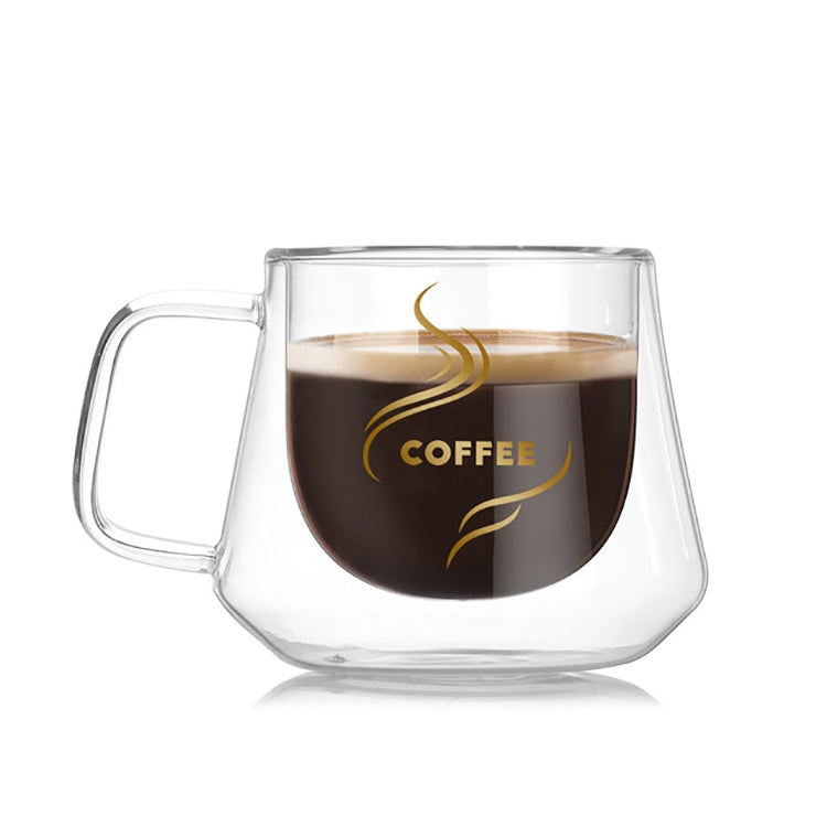 ELECTROPRIME Double Wall Mug Office Mugs Heat Insulation Double Coffee Mug Coffee Glass Cup, Style:Labeled