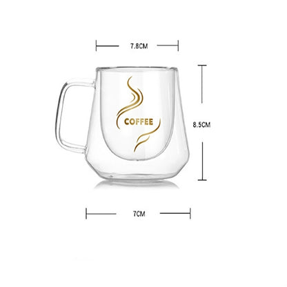 ELECTROPRIME Double Wall Mug Office Mugs Heat Insulation Double Coffee Mug Coffee Glass Cup, Style:Labeled