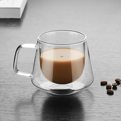 ELECTROPRIME Double Wall Mug Office Mugs Heat Insulation Double Coffee Mug Coffee Glass Cup, Style:No label