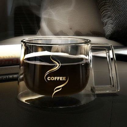 ELECTROPRIME Double Wall Mug Office Mugs Heat Insulation Double Coffee Mug Coffee Glass Cup, Style:No label