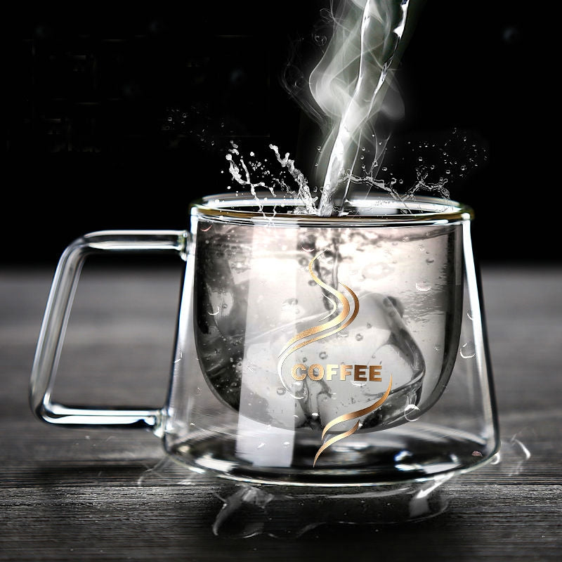ELECTROPRIME Double Wall Mug Office Mugs Heat Insulation Double Coffee Mug Coffee Glass Cup, Style:No label