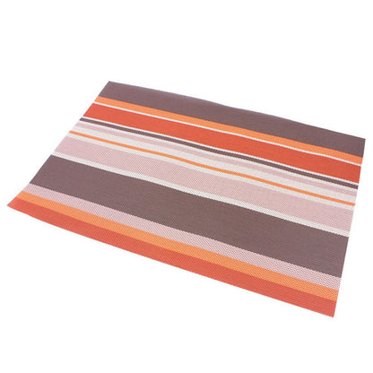 ELECTROPRIME 2 PCS Kitchen Dinning Table Placemat Napkins Heat Resistant PVC Stripe Mat Placemats Manteles Doilies Coaster Cup Pad(Orange)