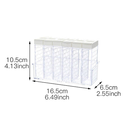ELECTROPRIME 6 PCS Spice Seasoning Box PP Salt Pepper Jars Box Kitchen Spice Storage Bottles(White)